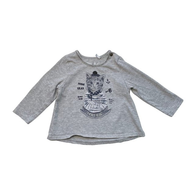 Ikks Gray Sailor Cat Shirt - Size 12 Mo - Bounce Mkt