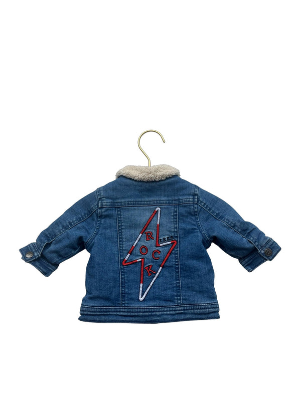 Ikks Sherpa Lined 'ROCK' Denim Jacket - Size 3 Mo - Bounce Mkt