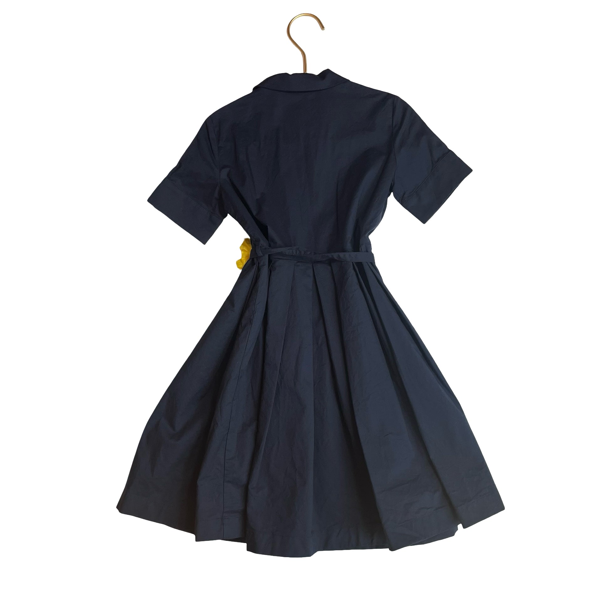 Il Gufo Navy & Yellow Flower Belted Button Down Dress - Size 6 - Bounce Mkt