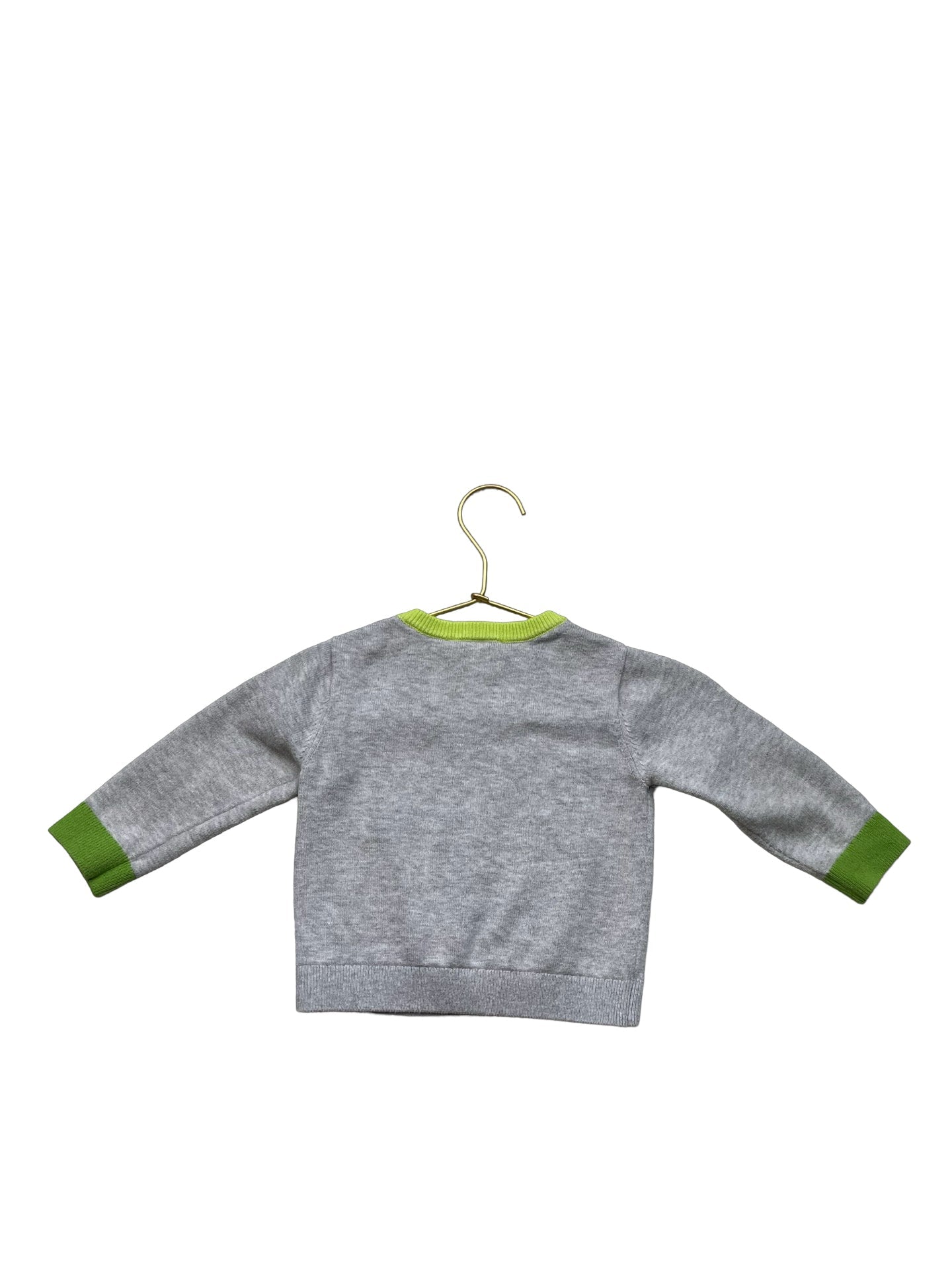 Jacadi Gray & Green Headphone Bird Sweater - Size 12 Mo - Bounce Mkt