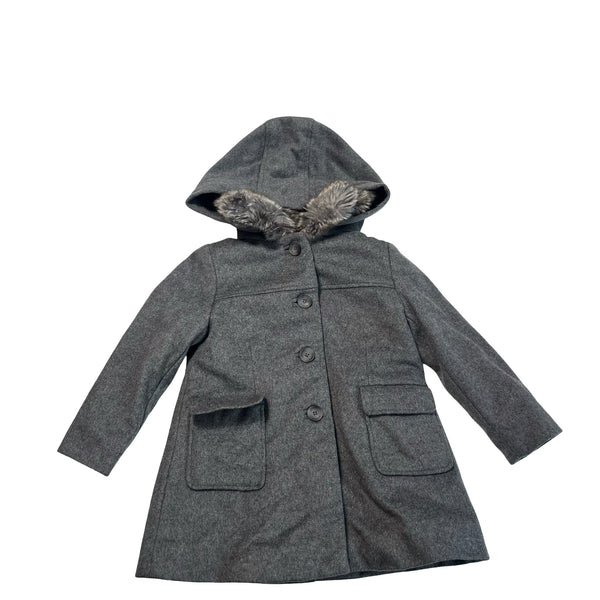 Jacadi Gray Wool - Blend Faux Fur Hooded Jacket - Size 3 - Bounce Mkt