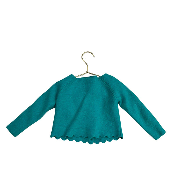 Jacadi Teal Scallop Trim Cardigan - Size 18 Mo - Bounce Mkt