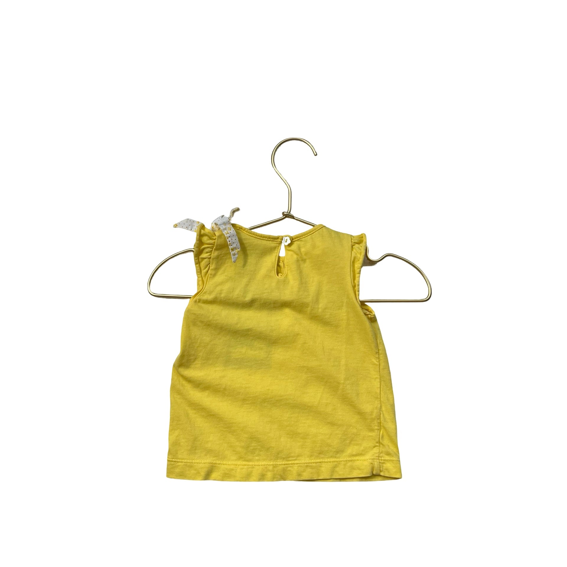 Jacadi Yellow & Ivory Bow Sleeveless Shirt - Size 12 Months - Bounce Mkt