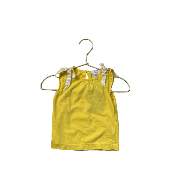 Jacadi Yellow & Ivory Bow Sleeveless Shirt - Size 12 Months - Bounce Mkt