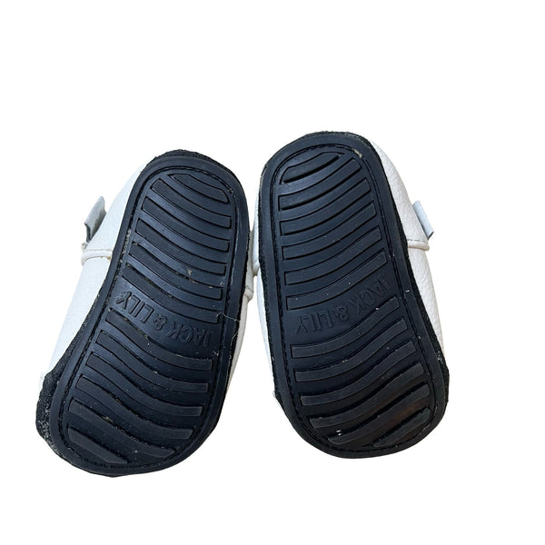 Jack and Lily Ivory, Gray & Pink Bunny Soft Sole Shoes - Size 0 - 6 Months - Bounce Mkt