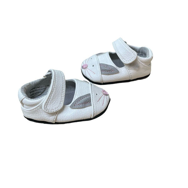 Jack and Lily Ivory, Gray & Pink Bunny Soft Sole Shoes - Size 0 - 6 Months - Bounce Mkt