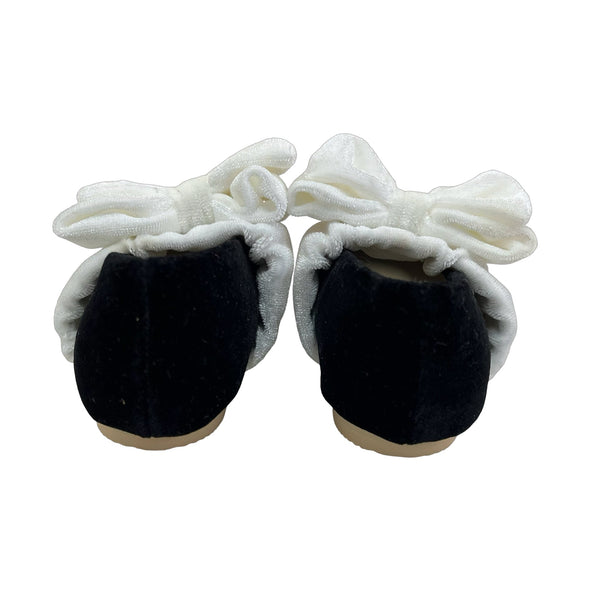 Janie and Jack Black & Ivory Velvet Bow Shoes - Size 4 - Bounce Mkt