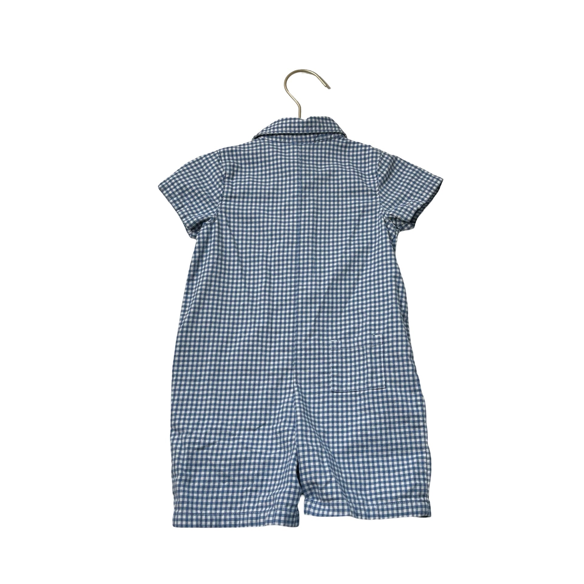 Janie and Jack Blue Check Button Down Romper - Size 18 - 24 Mo - Bounce Mkt