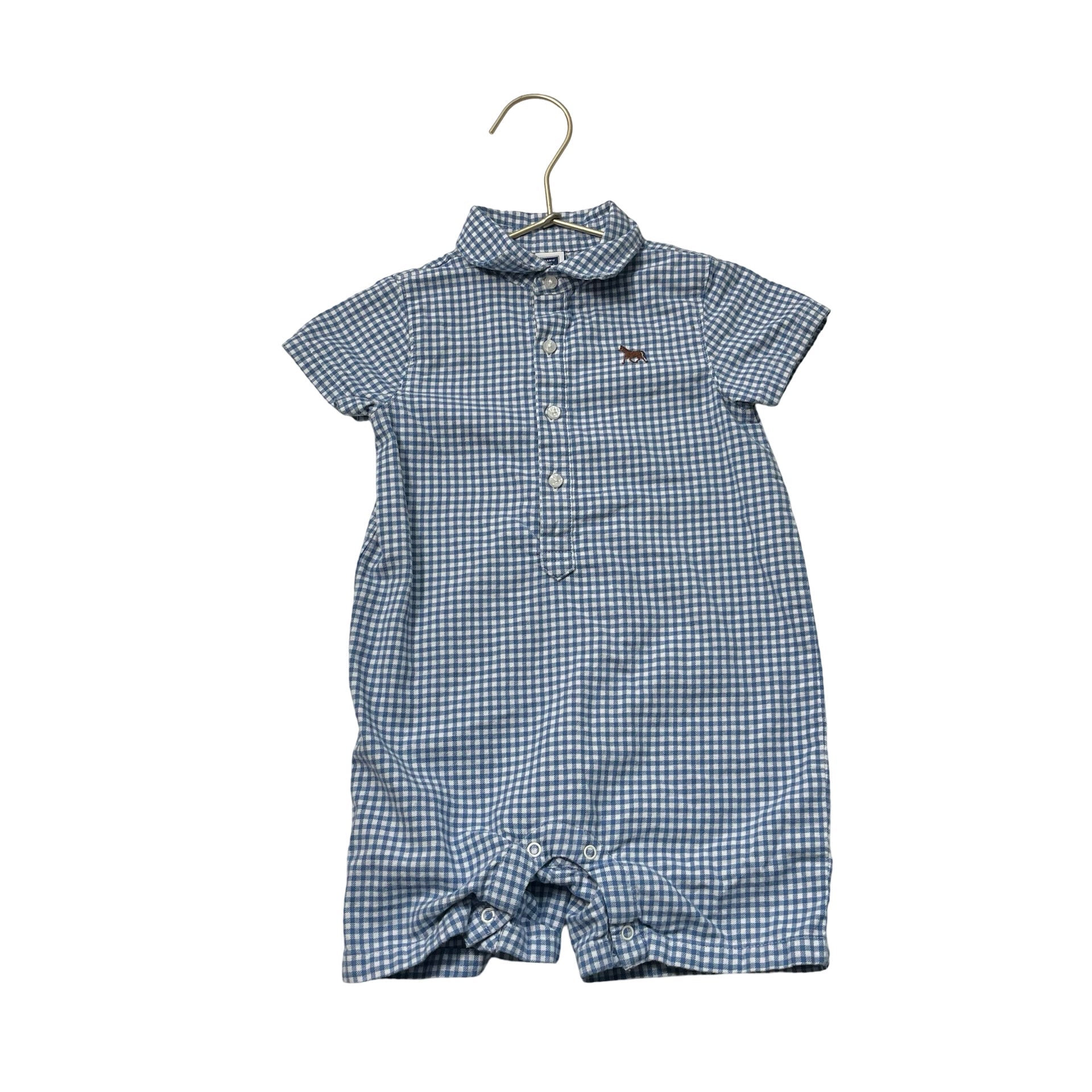 Janie and Jack Blue Check Button Down Romper - Size 18 - 24 Mo - Bounce Mkt
