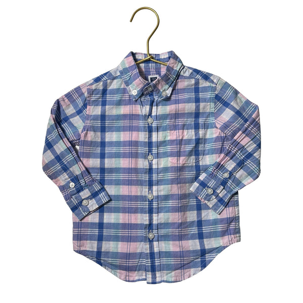 Janie and Jack Blue, Pink Plaid Button Down - Size 12 - 18 Mo - Bounce Mkt