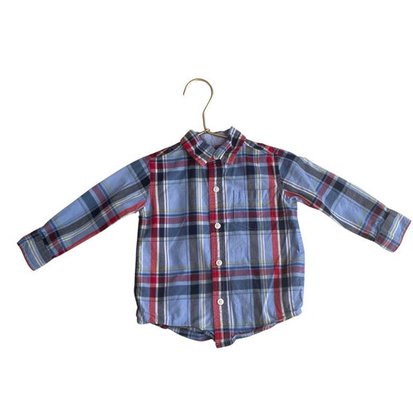 Janie and Jack Blue Plaid Button Shirt - Size 12-18 Mo - Bounce Mkt