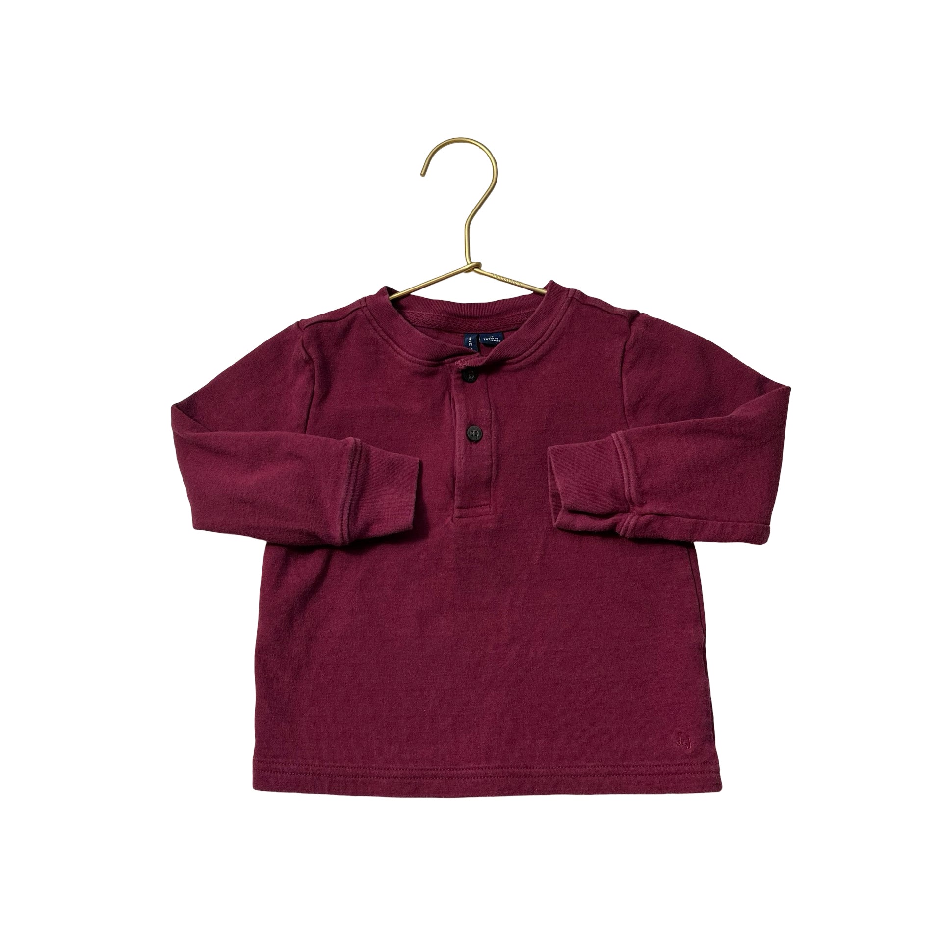 Janie and Jack Dark Red Henley Long Sleeve Shirt - Size 2 - Bounce Mkt