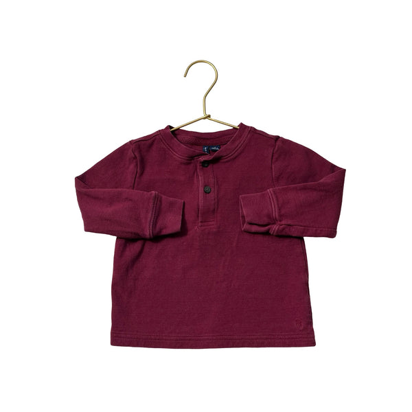 Janie and Jack Dark Red Henley Long Sleeve Shirt - Size 2 - Bounce Mkt