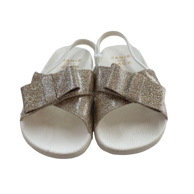 Janie and Jack Gold Sparkle Bow Sandals - Size 5 - Bounce Mkt