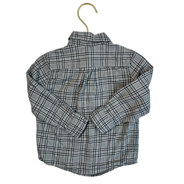 Janie and Jack Gray & Black Plaid Flannel Button Down Shirt - Size 2 - Bounce Mkt