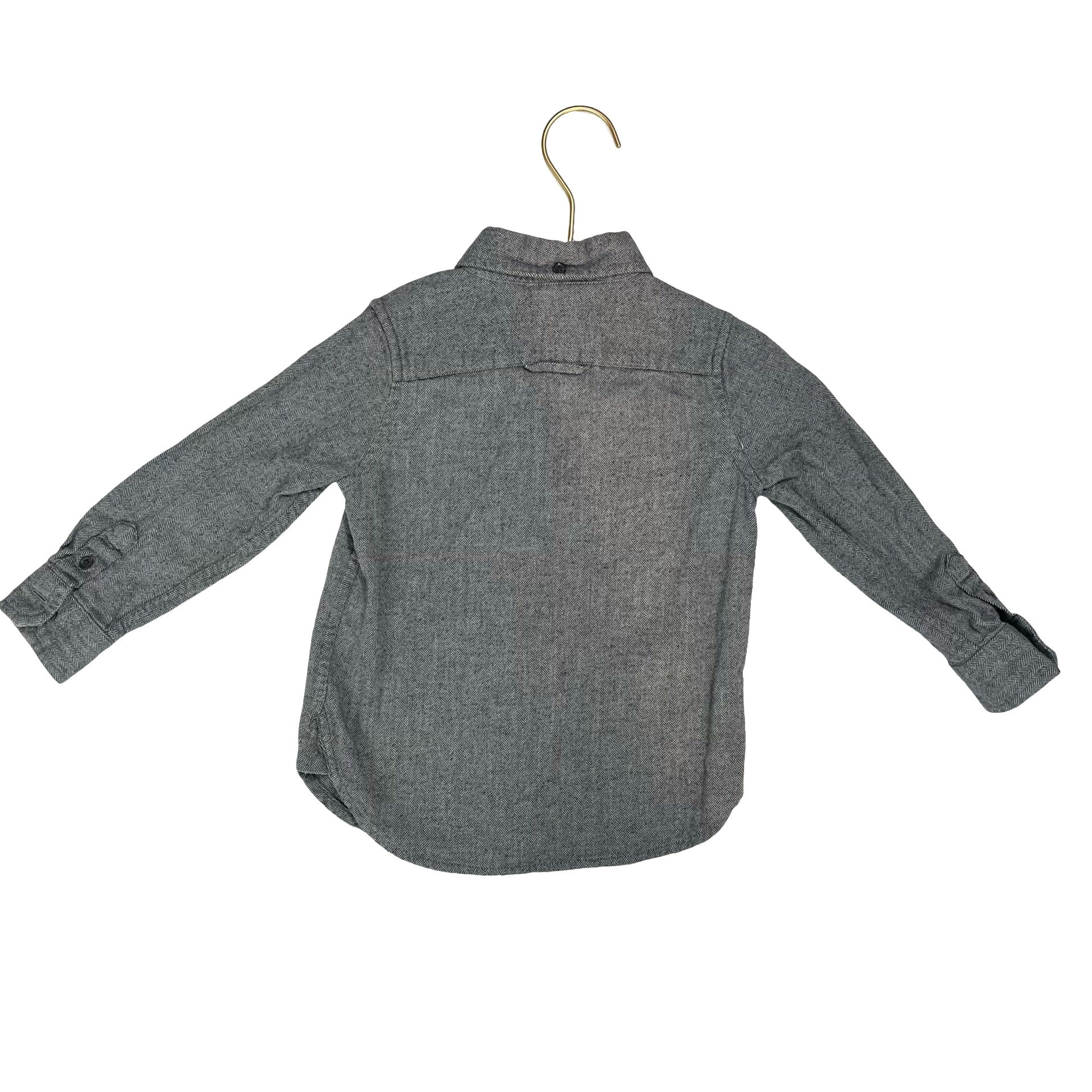 Janie and Jack Gray Herringbone Flannel Button Down Shirt - Size 2 - Bounce Mkt