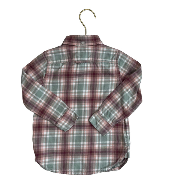 Janie and Jack Green, Pink, Plum Plaid Brushed Cotton Button Down - Size 2T - Bounce Mkt