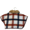Janie and Jack Ivory, Brown & Navy Check Faux Fur Flannel Cape - Size 12 - 18 Mo - Bounce Mkt