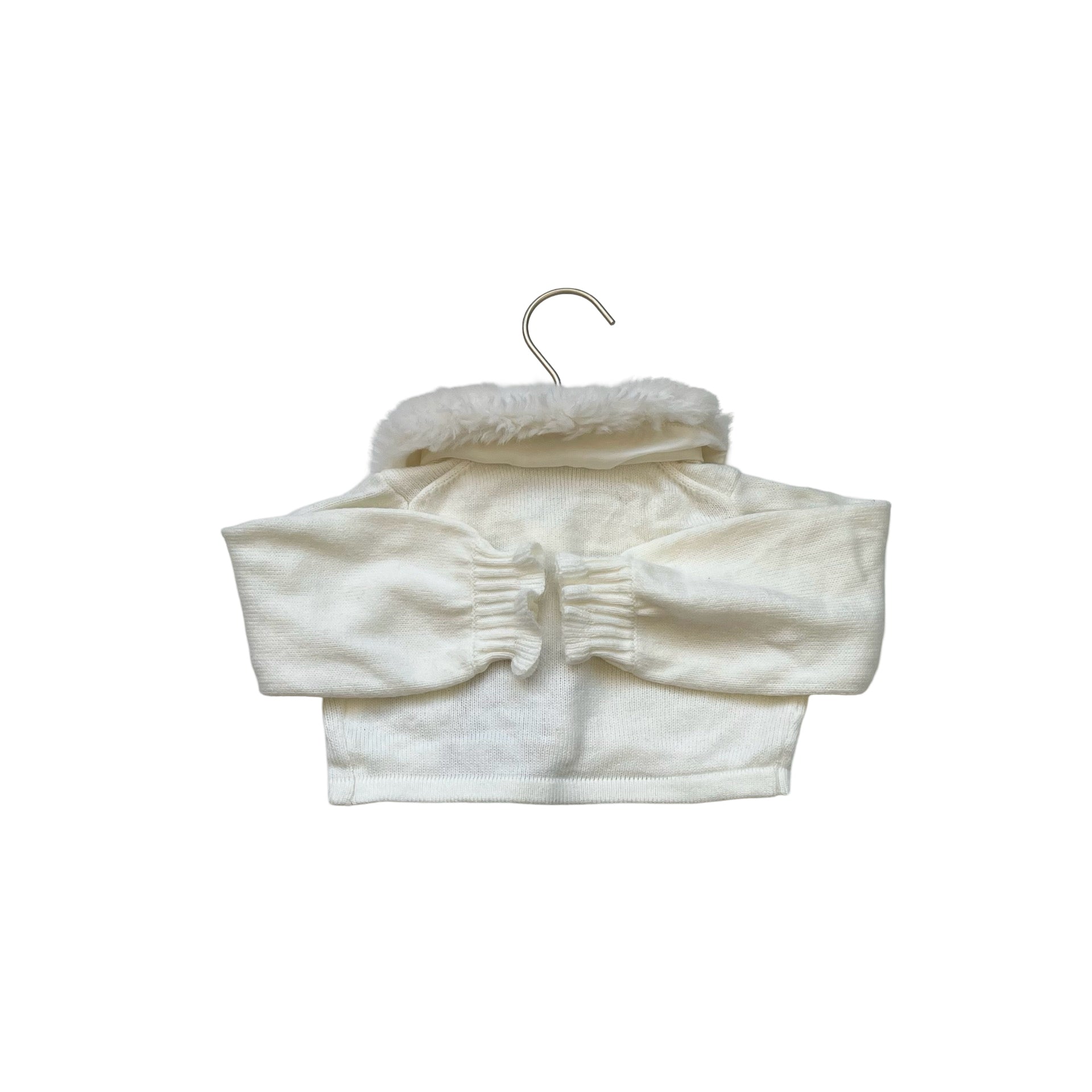 Janie and Jack Ivory Faux Fur Collar Cardigan Sweater - Size 18 - 24 Mo - Bounce Mkt