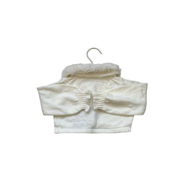 Janie and Jack Ivory Faux Fur Collar Cardigan Sweater - Size 18 - 24 Mo - Bounce Mkt