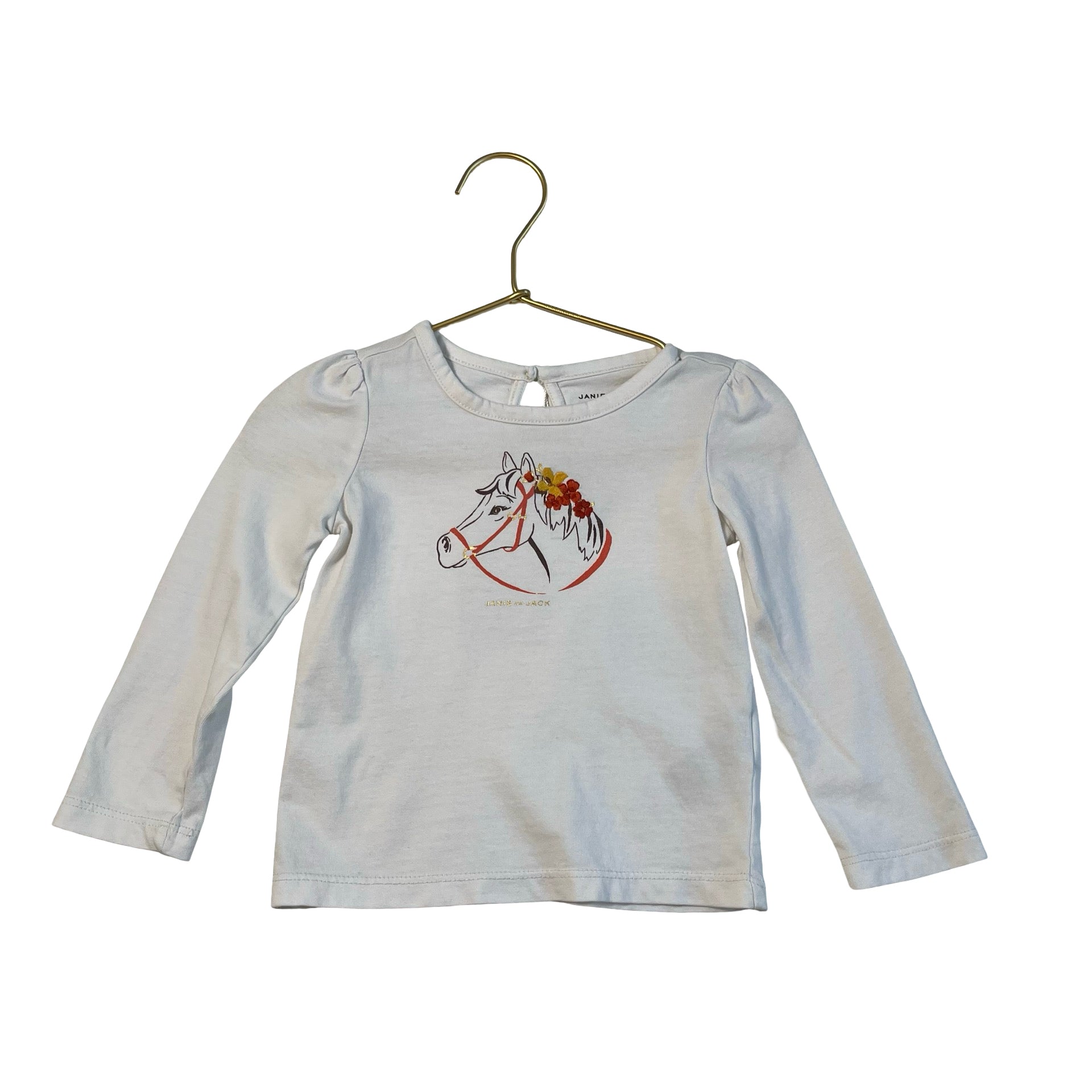 Janie and Jack Ivory Horse Long Sleeve Shirt - Size 12 - 18 Months - Bounce Mkt