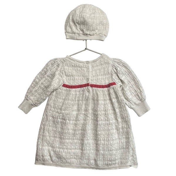Janie and Jack Ivory Metallic Knit Dress & Hat - Size 18 - 24 Mo - Bounce Mkt