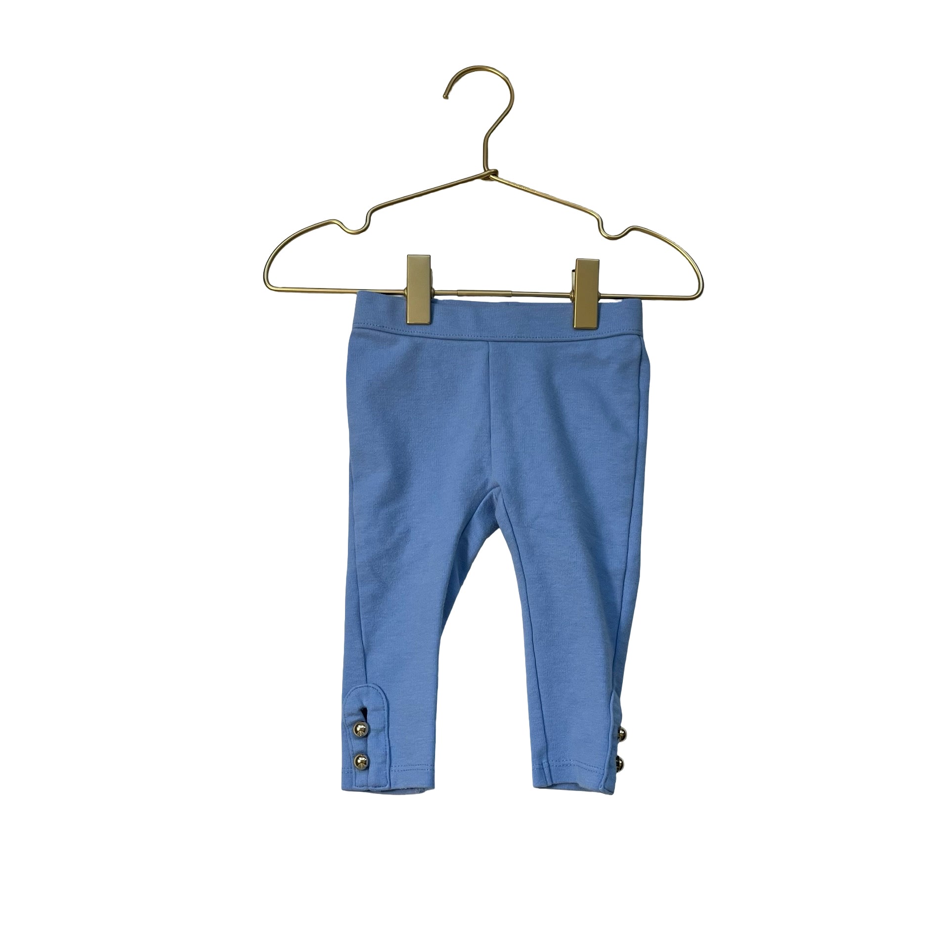 Janie and Jack Light Blue Gold Button Leggings - Size 6 - 12 Mo - Bounce Mkt