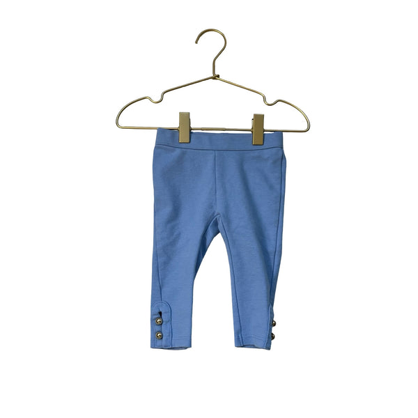 Janie and Jack Light Blue Gold Button Leggings - Size 6 - 12 Mo - Bounce Mkt