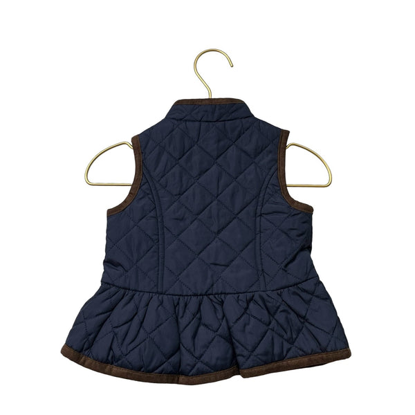 Janie and Jack Navy & Brown Trim Quilted Vest - Size 6 - 12 Months - Bounce Mkt