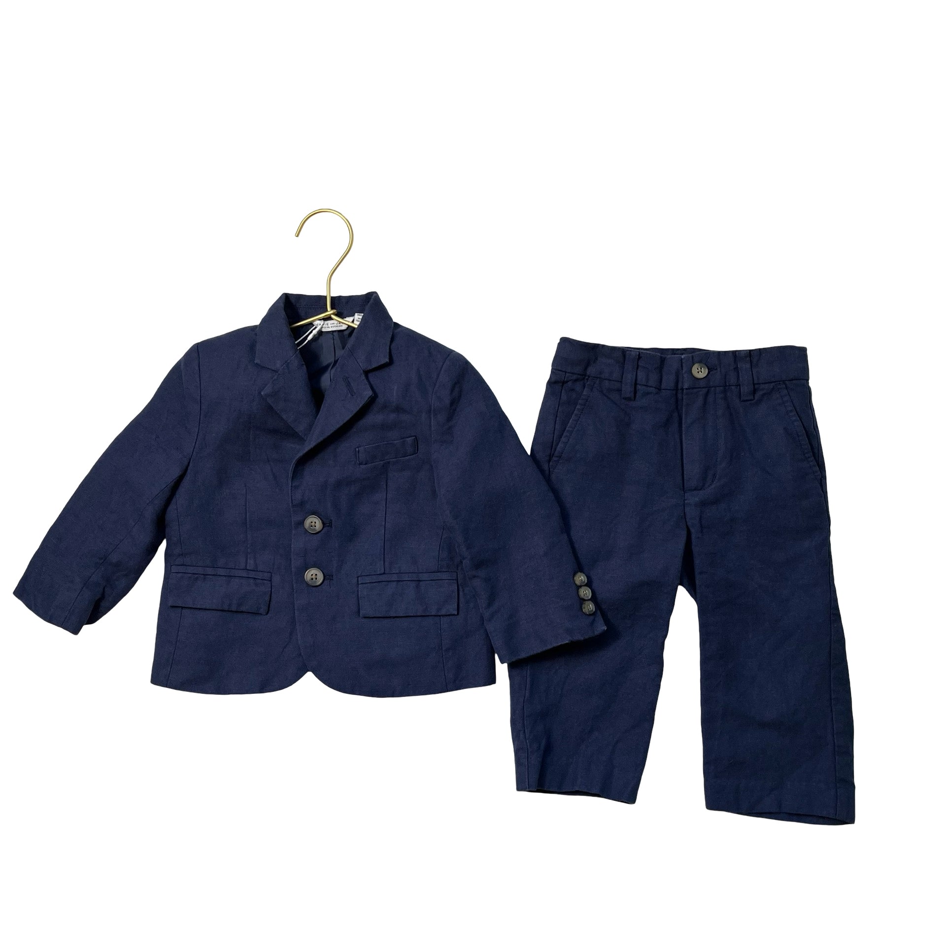 Janie and Jack Navy Linen Blend Suit - Size 12 - 18 Mo - Bounce Mkt