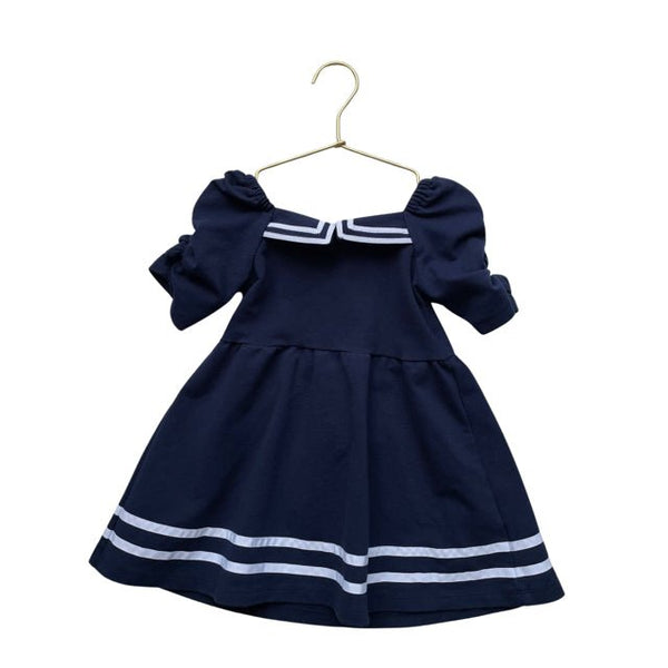 Janie and Jack Navy & White Short Sleeve Dress - Size 2 - Bounce Mkt