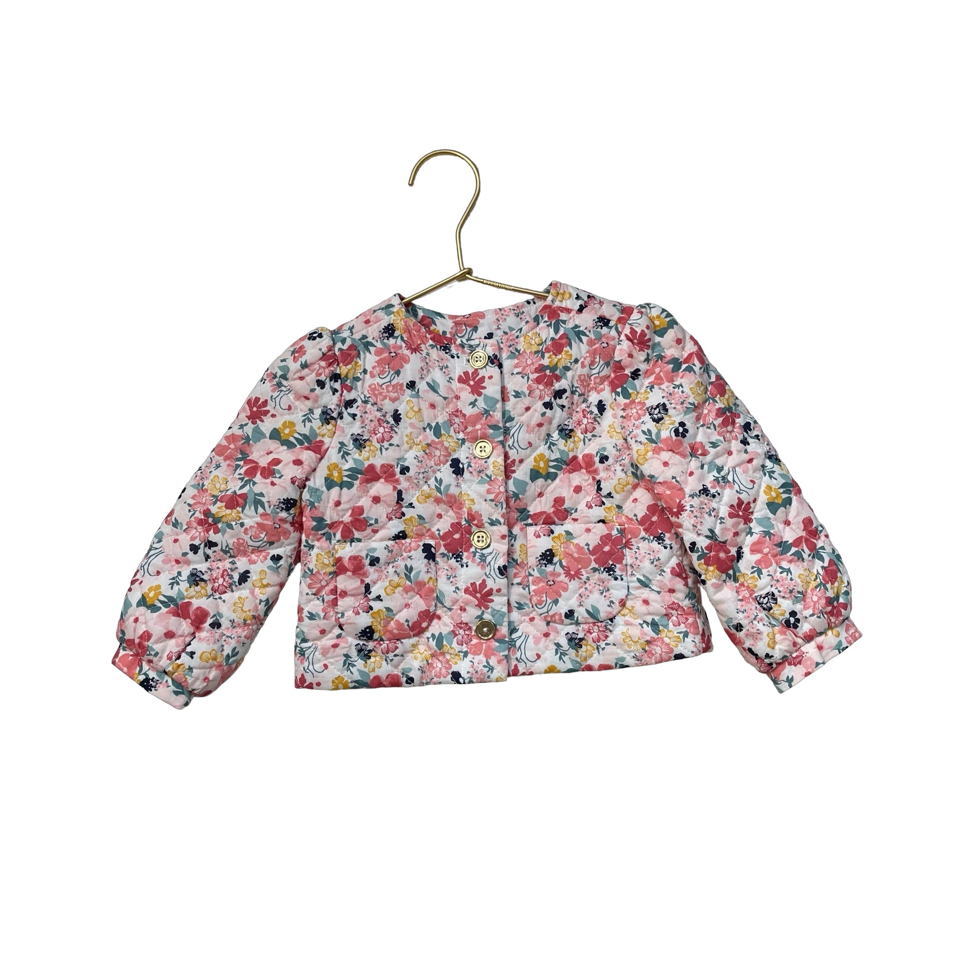 Janie and Jack Pink Floral Quilted Blazer Jacket - Size 12 - 18 Mo - Bounce Mkt