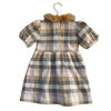 Janie and Jack Pink, Gray, Tan Check Dress, Faux Fur Collar with Tags - Size 2T - Bounce Mkt