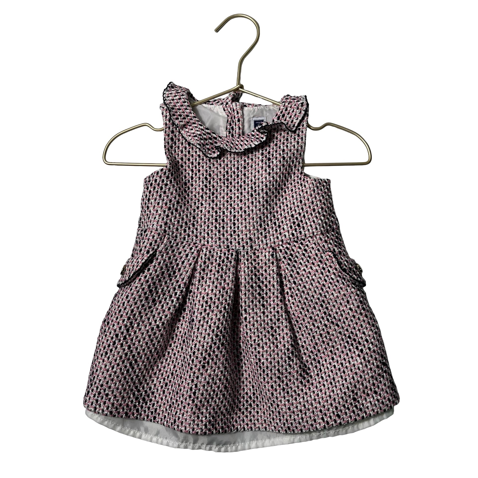 Janie and Jack Pink, Navy, White Tweed Dress - Size 12 - 18 Mo - Bounce Mkt