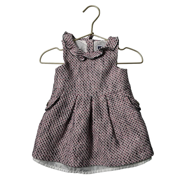 Janie and Jack Pink, Navy, White Tweed Dress - Size 12 - 18 Mo - Bounce Mkt