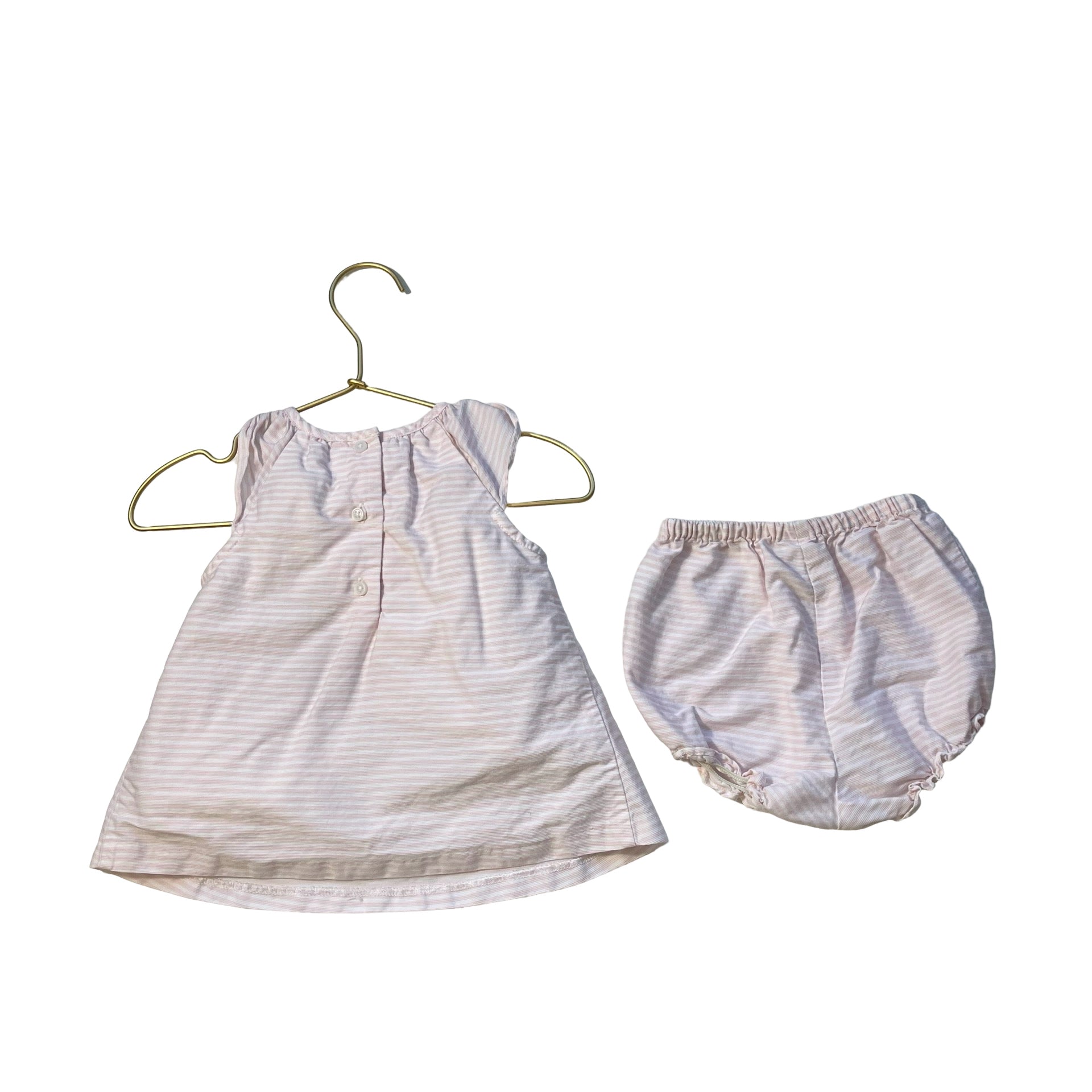Janie and Jack Pink Striped Tunic Top & Bubble Shorts - Size 12 - 18 Mo - Bounce Mkt