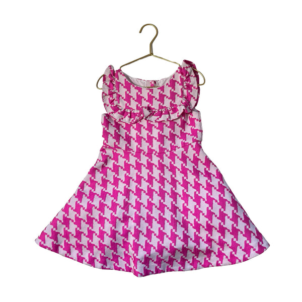 Janie and Jack Pink & White Herringbone Dress - Size 4 - Bounce Mkt