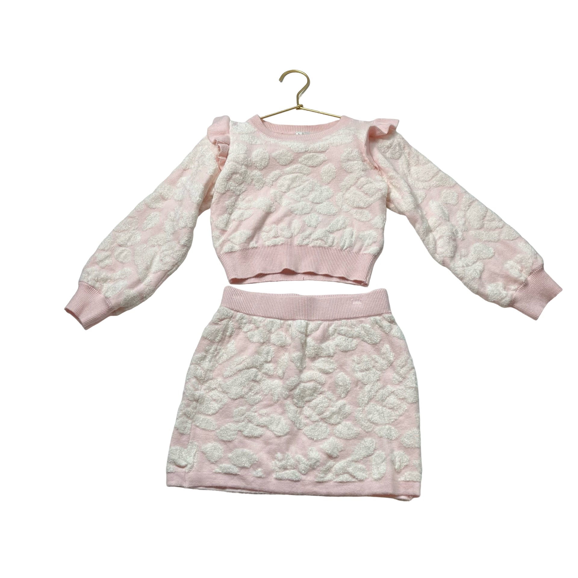Janie and Jack Pink & White Pattern Sweater & Knit Skirt Set - Size 4 - Bounce Mkt