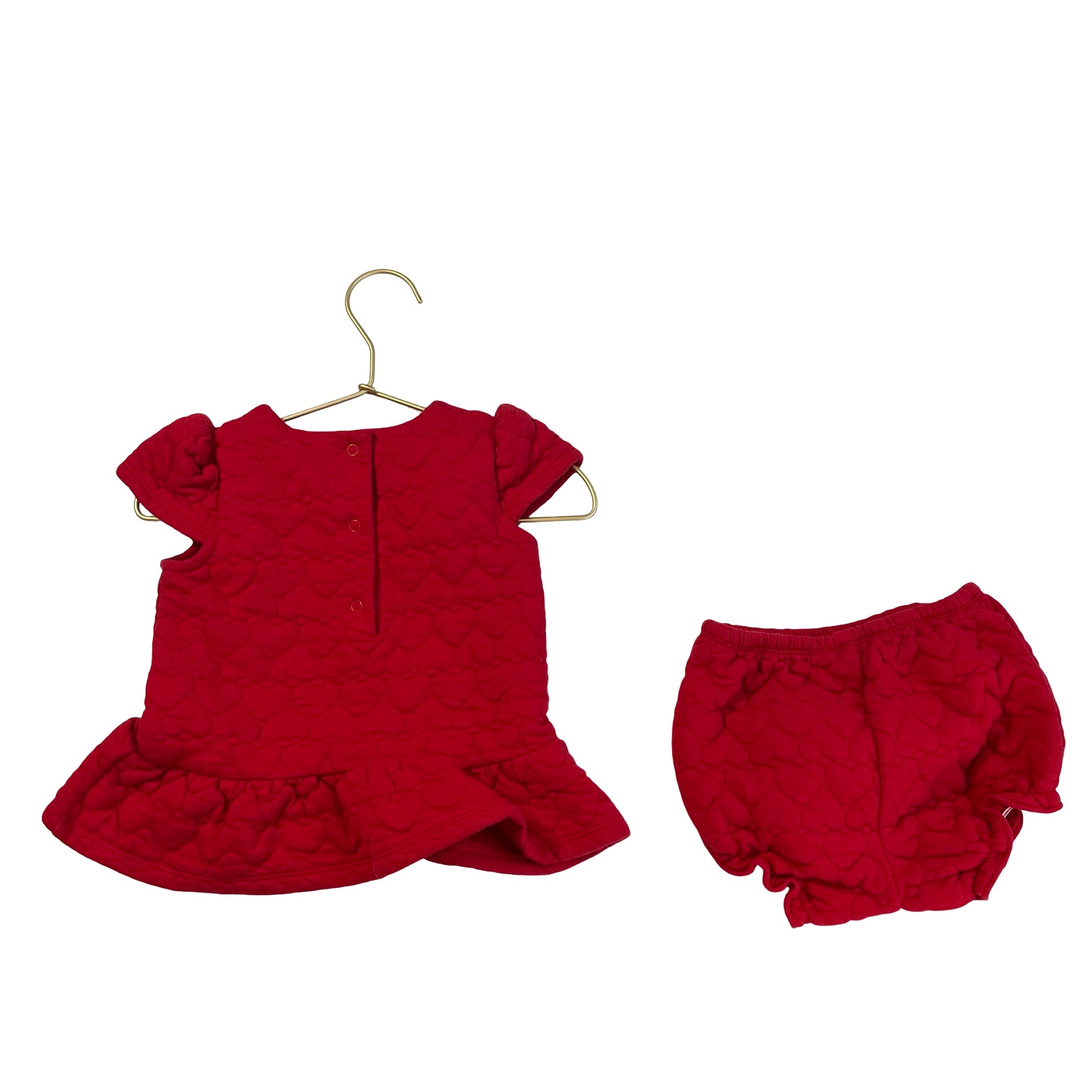 Janie and Jack Red Quilted Heart Dress & Bloomer - Size 18 - 24 Months - Bounce Mkt