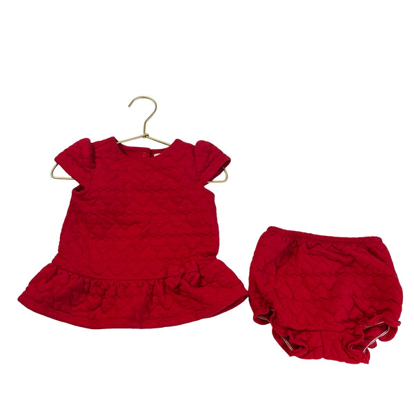 Janie and Jack Red Quilted Heart Dress & Bloomer - Size 18 - 24 Months - Bounce Mkt