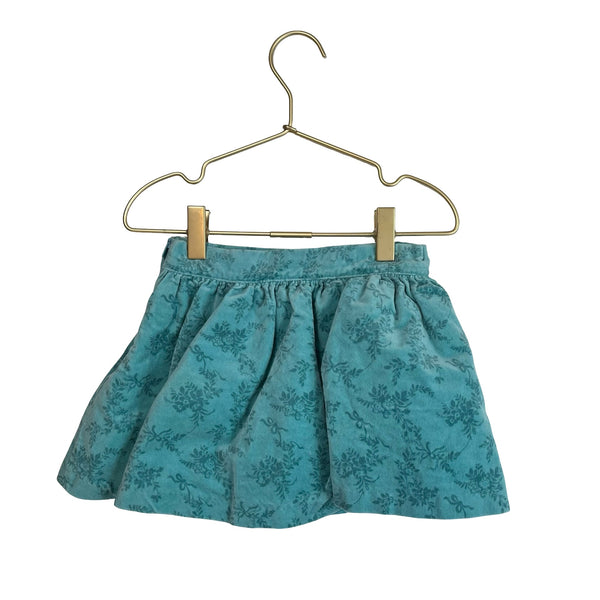 Janie and Jack Teal Floral Leaf Velvet Skirt - Size 2 - Bounce Mkt
