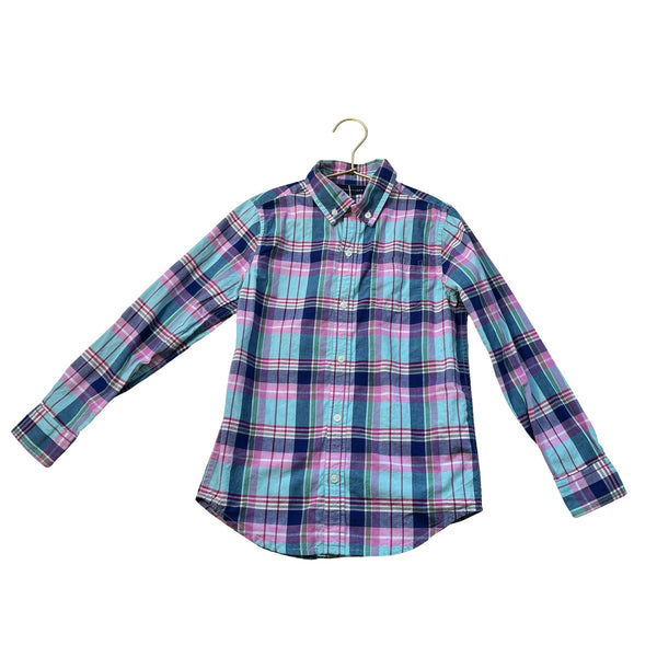 Janie and Jack Teal, Pink, Purple Plaid Button Down - Size 7 - Bounce Mkt