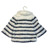 Janie and Jack x Juno Valentine White & Navy Striped Faux Fur Jacket - Size 2T - Bounce Mkt