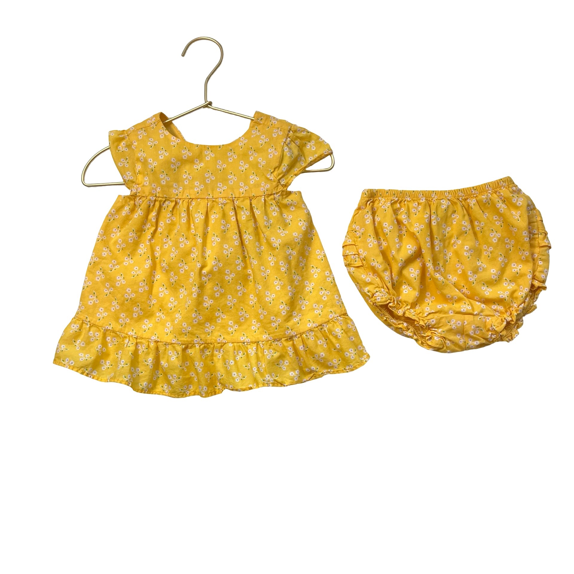 Janie and Jack Yellow Floral Open - Back Top & Bubble Shorts - Size 18 - 24 Mo - Bounce Mkt