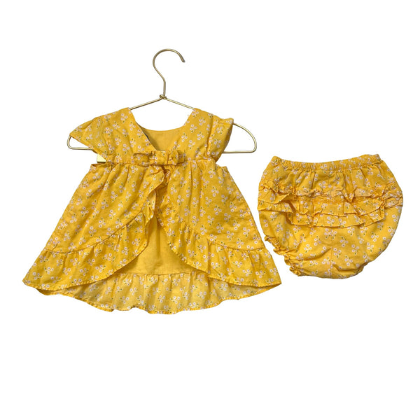 Janie and Jack Yellow Floral Open - Back Top & Bubble Shorts - Size 18 - 24 Mo - Bounce Mkt