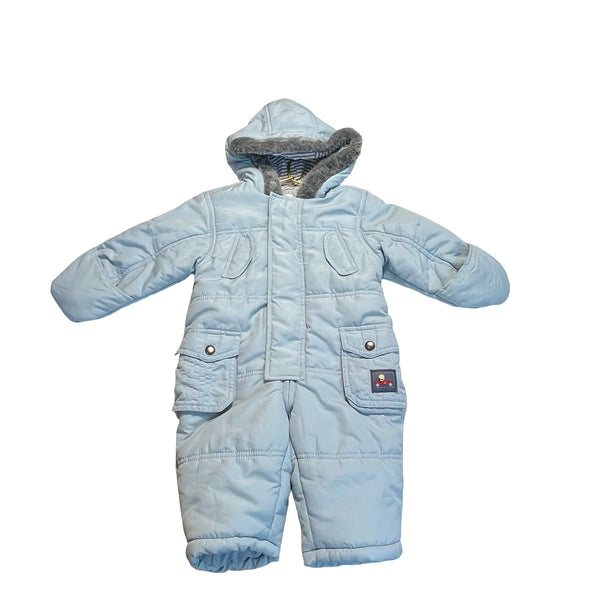 Jasper Conran Light Blue & Gray Faux Fur Trim Bunting - Size 9 - 12 Months - Bounce Mkt