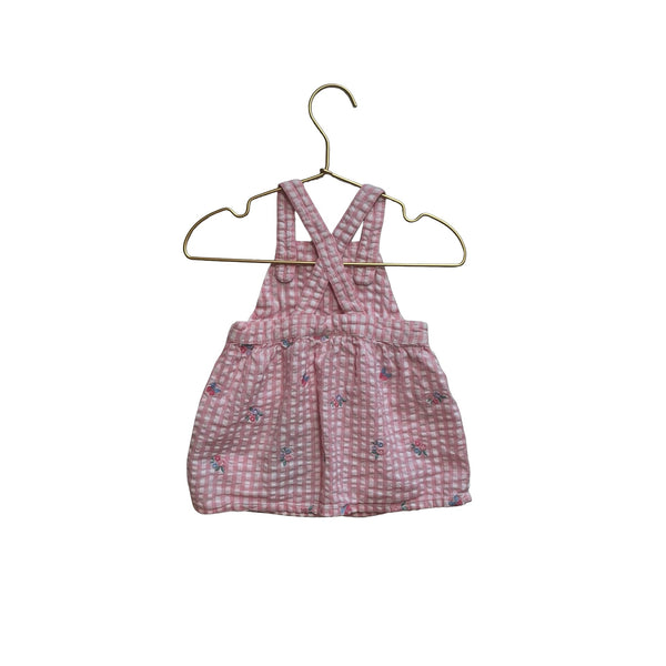 JoJo Maman Bebe Pink Gingham Check Overall Dress - Size 3 - 6 Mo - Bounce Mkt