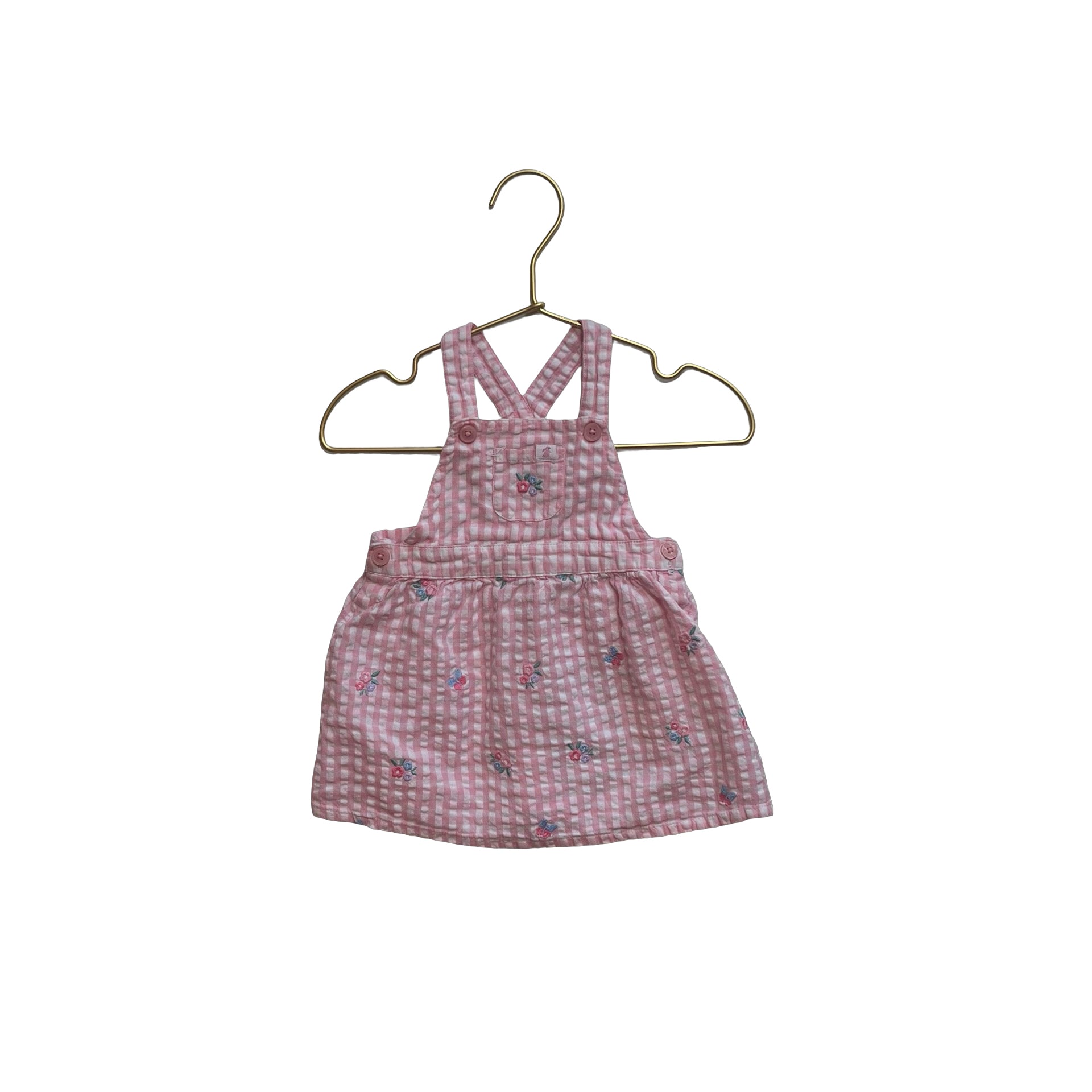 JoJo Maman Bebe Pink Gingham Check Overall Dress - Size 3 - 6 Mo - Bounce Mkt