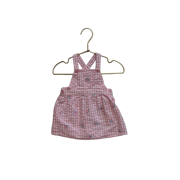 JoJo Maman Bebe Pink Gingham Check Overall Dress - Size 3 - 6 Mo - Bounce Mkt