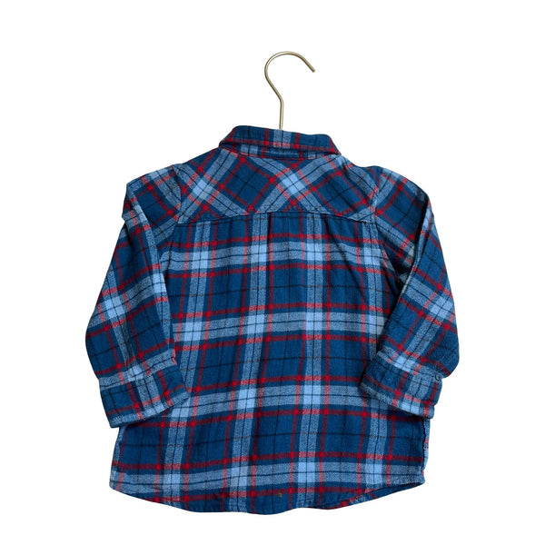Jumping Beans Blue & Red Plaid Flannel Button Down - Size 18 Mo - Bounce Mkt